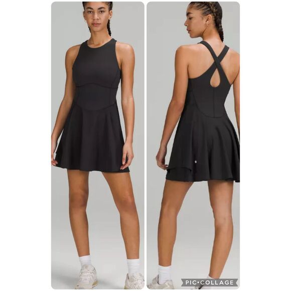 NWT LULULEMON court crush dress black Sz 20, $140 A14 - Picture 1 of 8